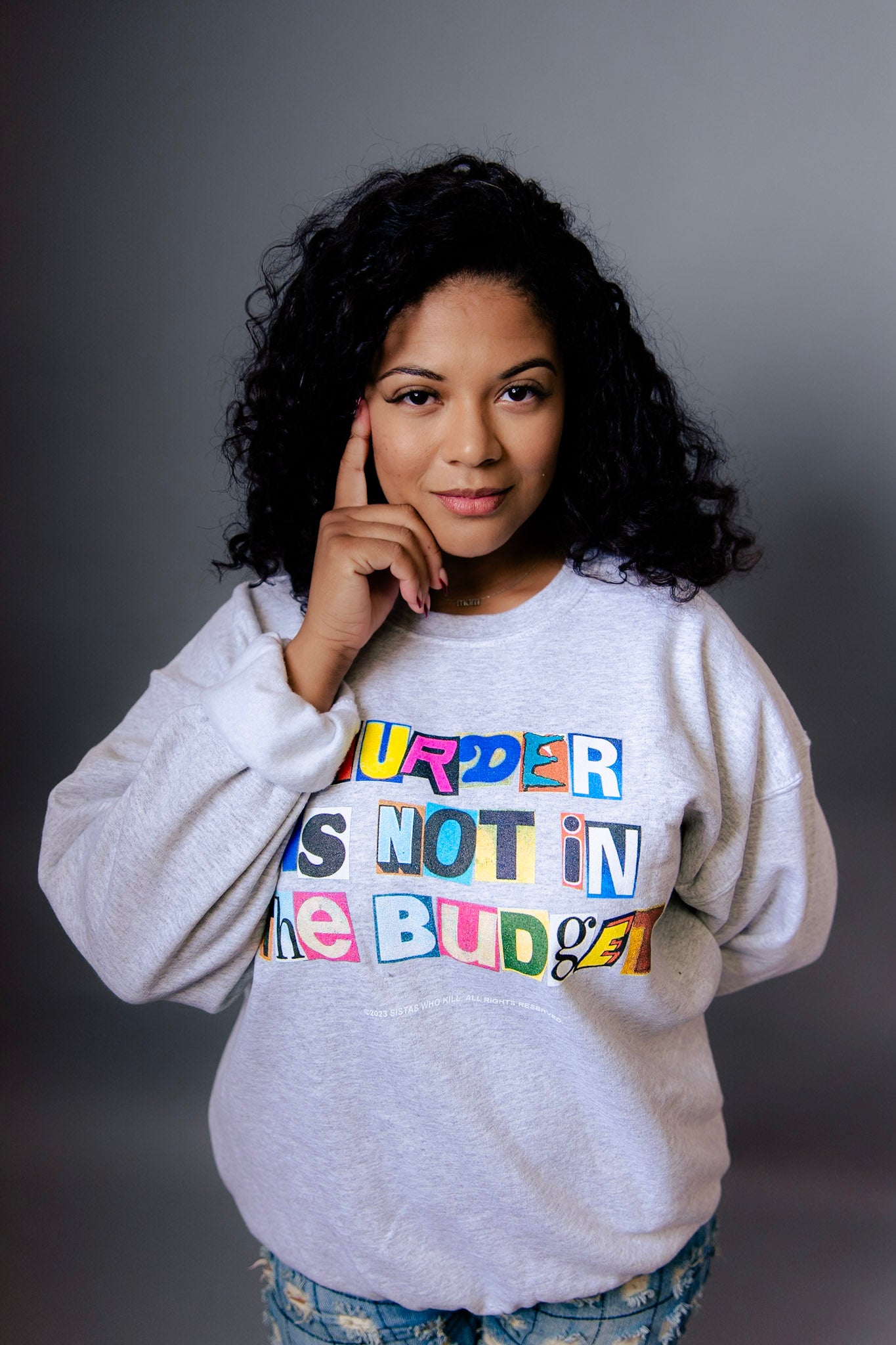 Heather Gray Murder Is Not In The Budget Crewneck