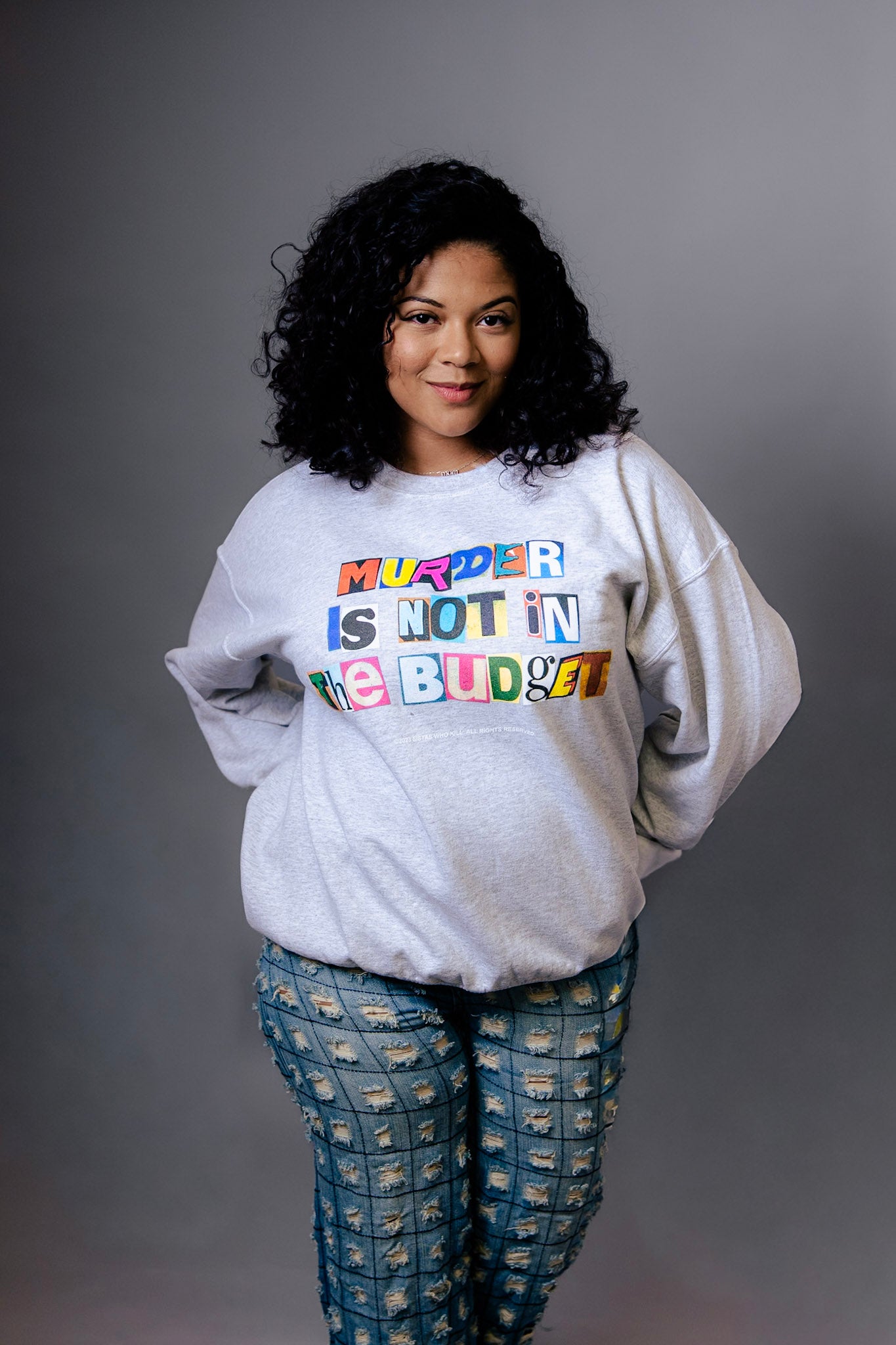 Heather Gray Murder Is Not In The Budget Crewneck